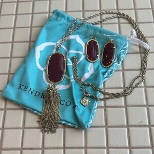 Kendra Scott Deep red Necklace and Earring Set